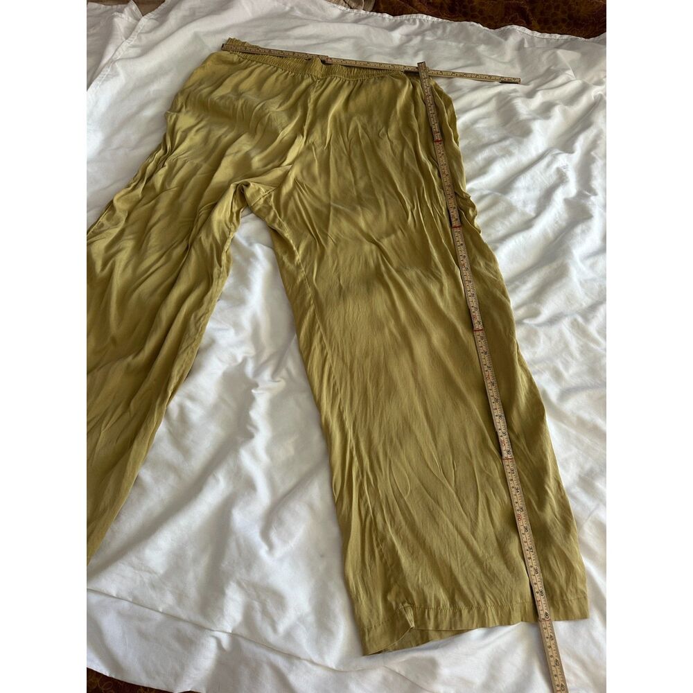 SKIMS Silk Pull On Pants Women’s 2X Wide Leg Elastic Waist Golden Olive - Picture 6 of 9